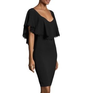 Cape Shoulder Crepe Mini Dress